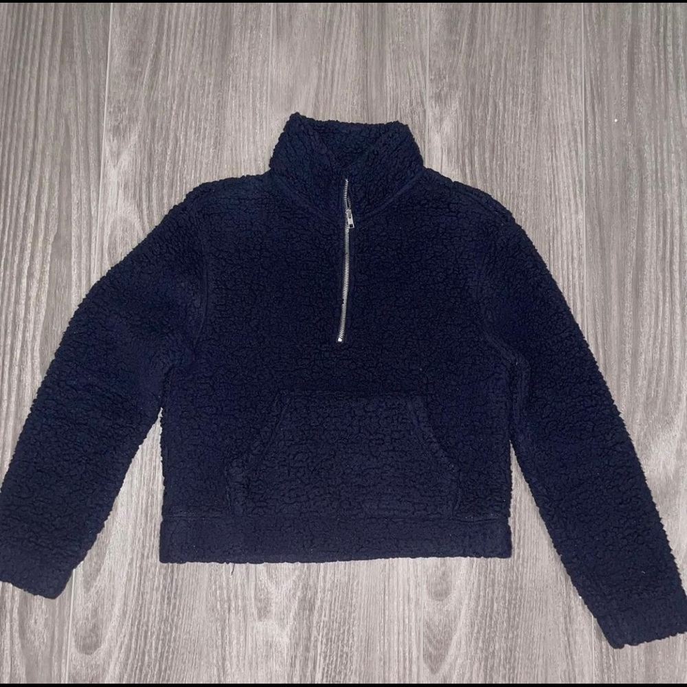 Garage Navy Blue Sherpa Quarter Zip